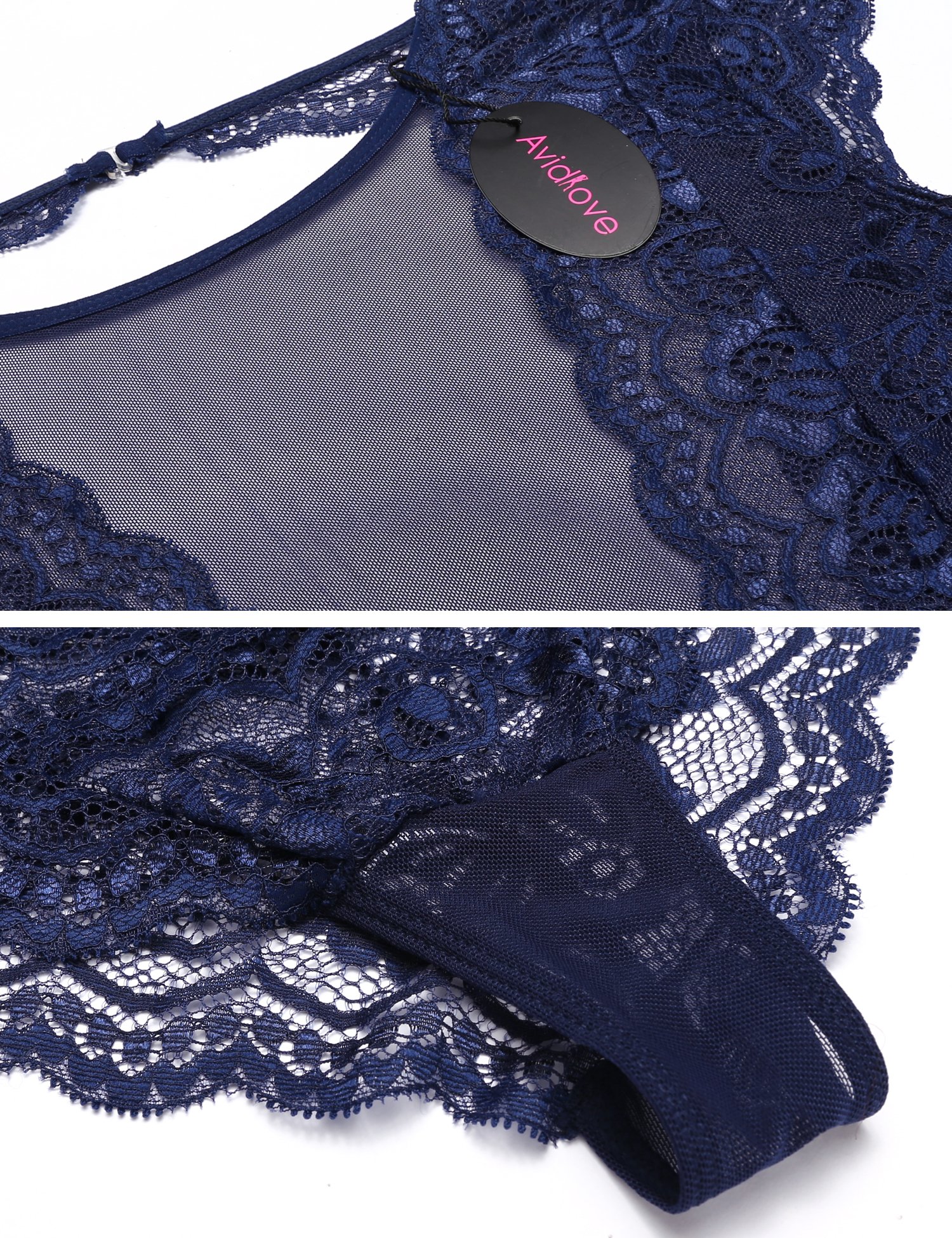 Avidlove Women Sexy Babydoll Lingerie Lace Outfit Teddy(Dark Blue,M)