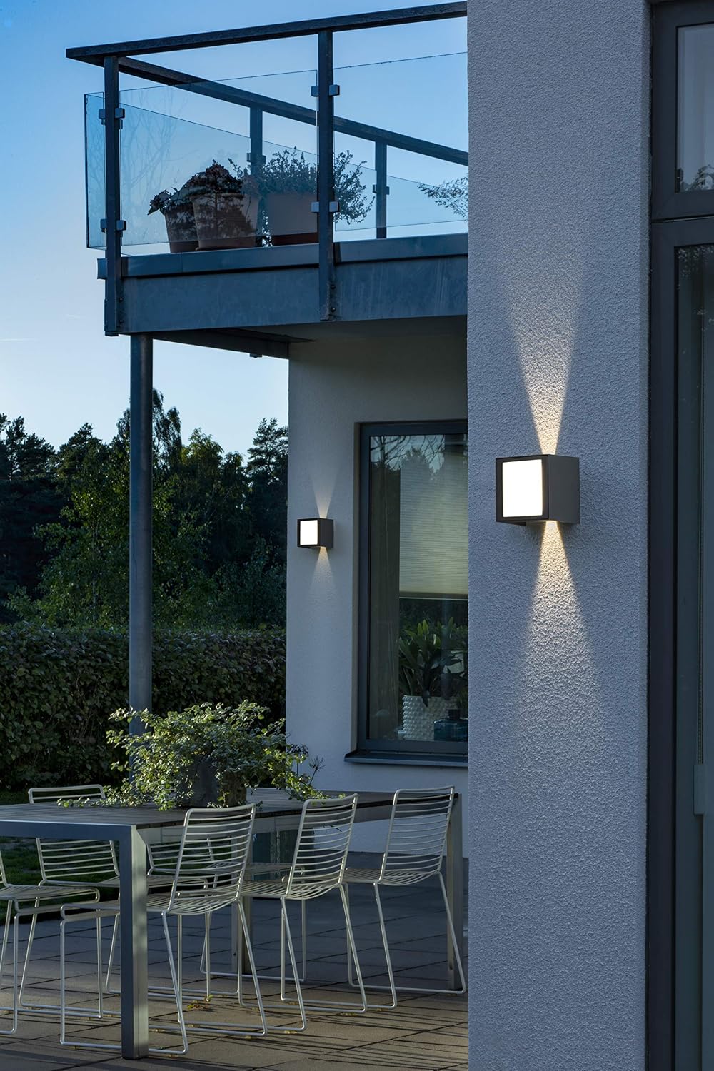 Konstsmide Outdoor Wall Light Mains Powered/Cremona Up Down Adjustable/LED High Power 3 x 3 W Lamp/Clear Glass and Frosted Acrylic/Aluminium/IP54/Outside Light Anthracite - Image 4