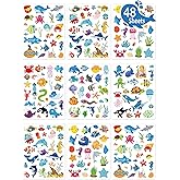 LINAYE 48 Sheets Ocean Stickers for Kids, 1040 Pcs Waterproof Under The Sea Fish Animal Stickers Ocean Under The Sea Party Favors Decorations Crafts for Kids