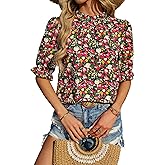 BTFBM Womens Tops 2026 Dressy Casual Blouses Summer Spring Clothes Mock Neck Short Sleeve Shirts Business Work Fall Outfits