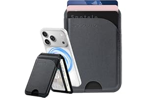 Spotelo Magnetic Wallet for iPhone, Compatible with MagSafe Adjustable Stand Wallet, RIFD Blocking Leather Magnetic Card Holder for iPhone 17/16/15/14/13/12 Series, Not for iPhone 13/12 Mini(Black)