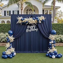 Wrinkle Free Navy Blue Backdrop Curtains for Party