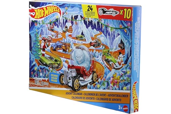 ​Hot Wheels 2026 Advent Calendar | With 10 Vehicles in 1:64 Scale, 14 Winter-Themed Accessories & 10 Ornament Clips
