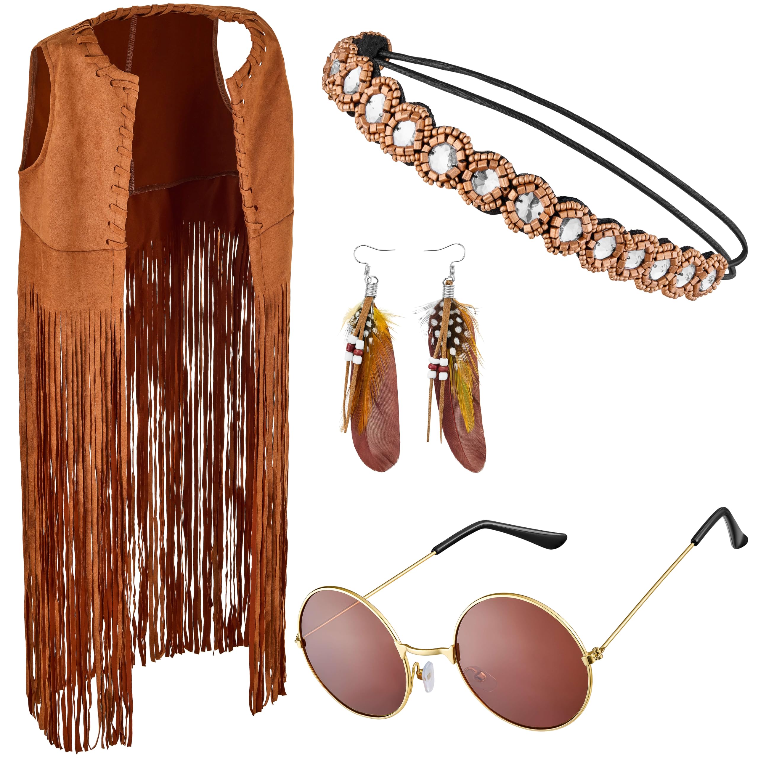Native American Costume Set with Headband + Glasses + Earrings (S)