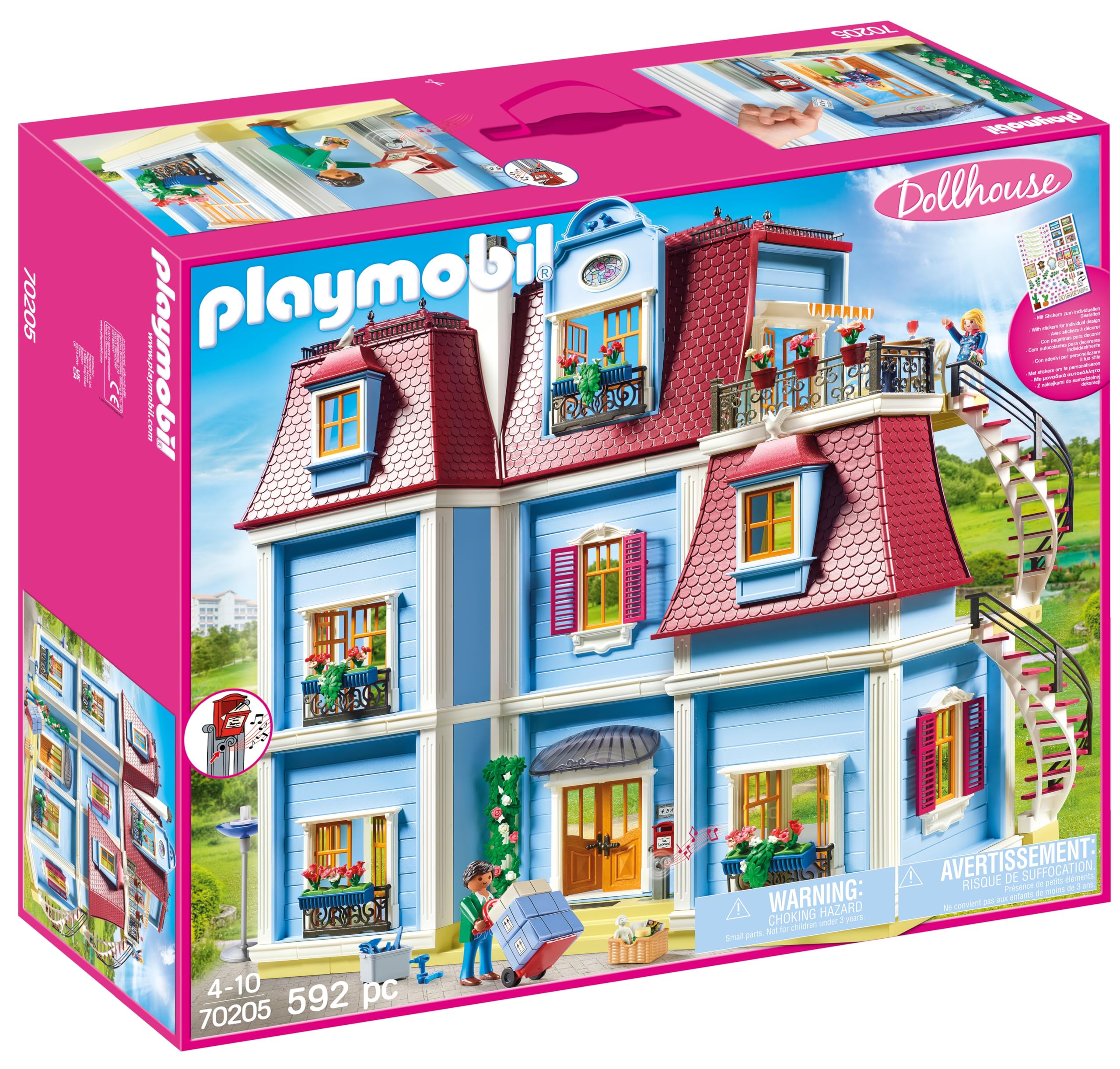 PLAYMOBIL Dollhouse 70205 Mein Großes Puppenhaus, Mit funktionsfähiger Türklingel, Ab 4 Jahren