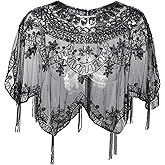 BABEYOND Sequin Beaded Evening Cape 1920s Fringed Shawl Wraps Wedding Bridal Shawl Scarf