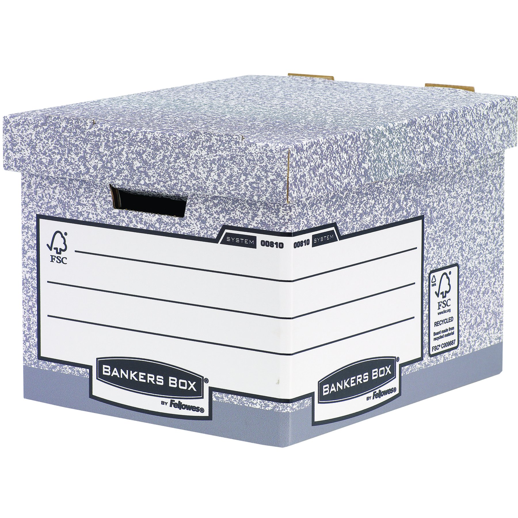 Bankers Box System Large Storage Box with Fastfold - Grey, Pack of 10