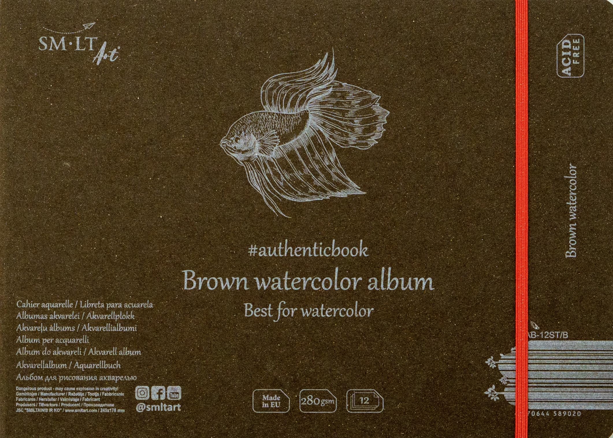 SMLT Authentic line 5AB-12ST/B 245 x 176 mm Sewn Watercolour pad authenticbook, 280 GSM Brown Watercolour Paper, 12 Sheets