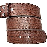 BC Belts Leather Belt Strap with Dragon Scale Embossed Pattern 1.5" Wide with Snaps