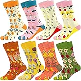 Fun Colorful Socks Patterned Funky Happy Crew Sock Combed Cotton Stockings Packs