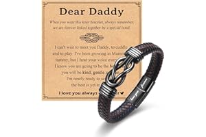 LEYUNG Gifts for New Dad Grandpa Uncle Bonus Son Grandson Brother Nephew Friends, Braided Leather Bracelet, Fathers Day Birthday Valentines Christmas Graduation Gifts for Men Boys