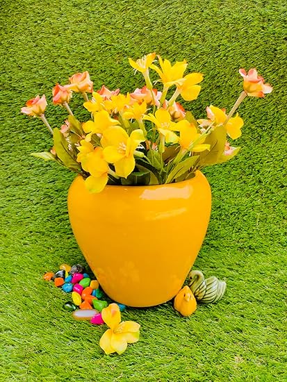 NIYARA Yellow Stylish Ceramic Pots for Indoor Plants,Succulent,Outdoor,Balcony,Home,Garden,Office (Color: Yellow) Size -Large 8 inches