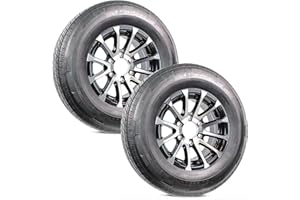 eCustomrim 2-Pack Radial Trailer Tire Rim ST225/75R15 Load Range D 6 Lug Aluminum T07 Black Wheel - 6 Year Warranty w/Free Roadside