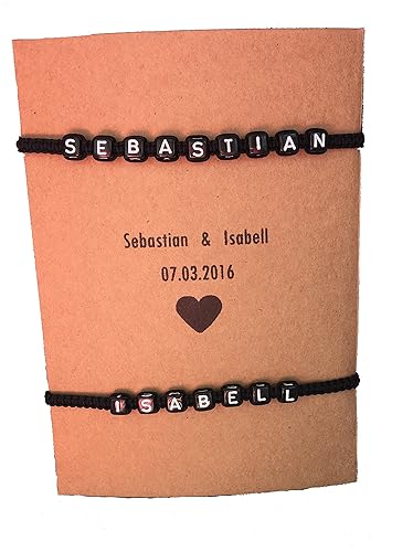 2x DIY Armband Partnerarmband mit Wunschnamen Personalisiert verschiedene Farben