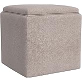 Homepop Home Decor |HomePop Storage Ottoman with Tray Top|Upholstered Modern Square Storage Ottoman with Storage for Living R