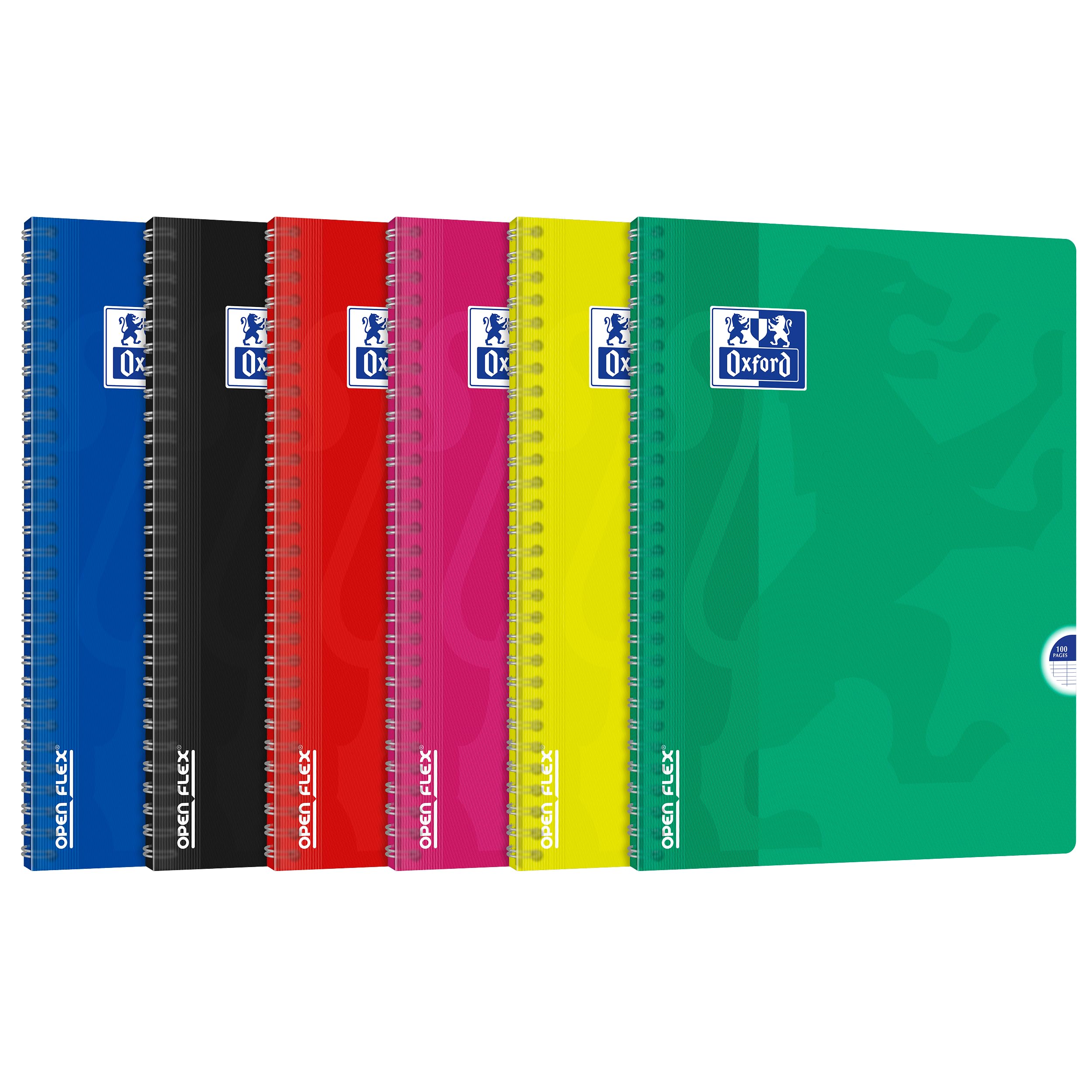 Oxford OpenFlex Seyès Spiral Bound Notebook Large Squares 100 Pages 24 x 32 Assorted Colours Pack of 5