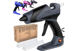 Chandler Tool Full Size Hot Glue Gun And Sticks Set for Crafts and DIY Pistola De Silicona Caliente Inalambrica Complete Heavy Duty Hot Glue Gun Kit With 10 Jumbo Glue Sticks (Grey/Black)