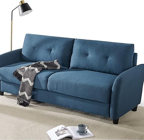 zinus ricardo sofa couch tufted cushions easy tool free assembly lyon blue