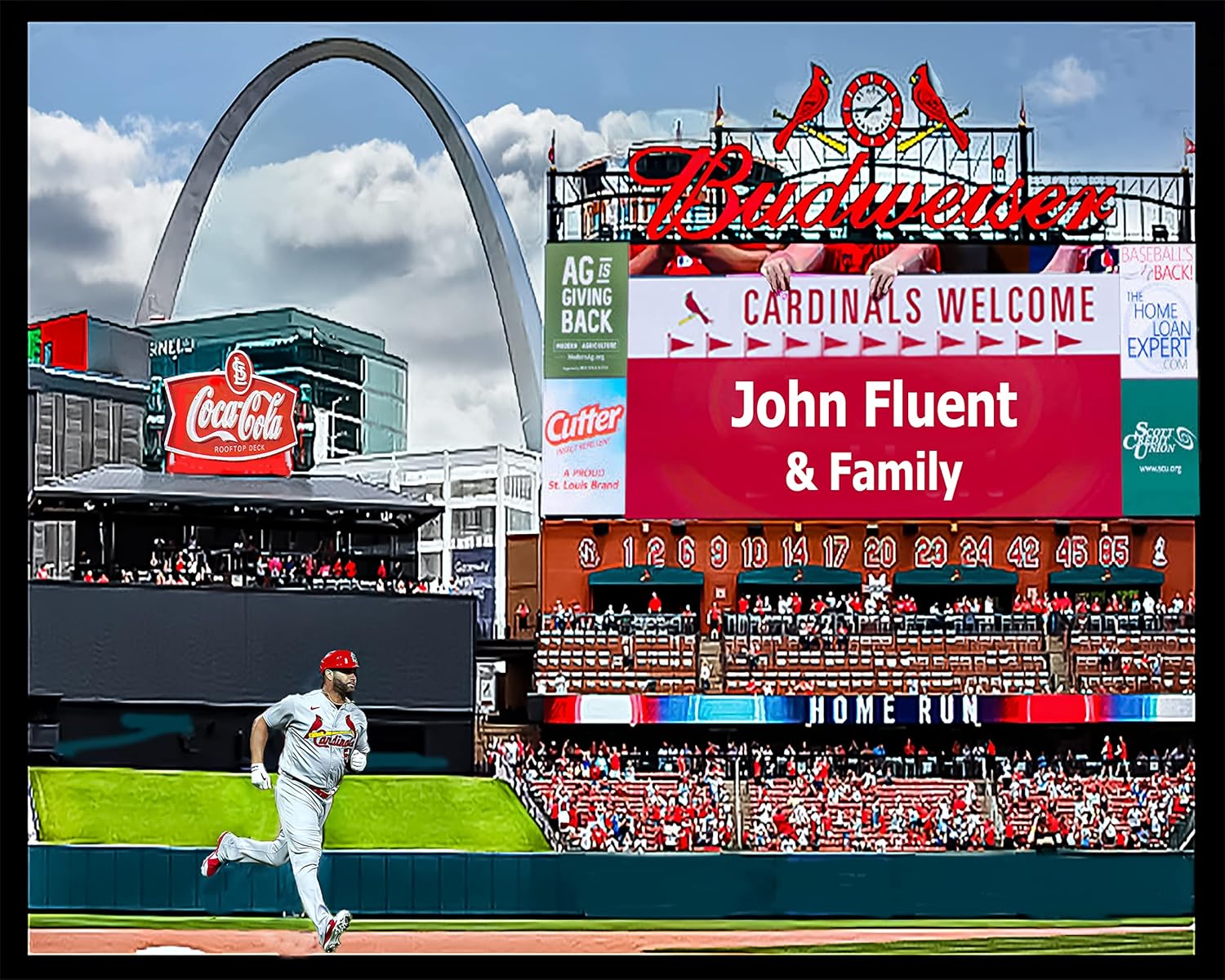 Photographs - St Louis Cardinals, Your Name on the Busch Stadium Video Board, Custom Personalized Photo.