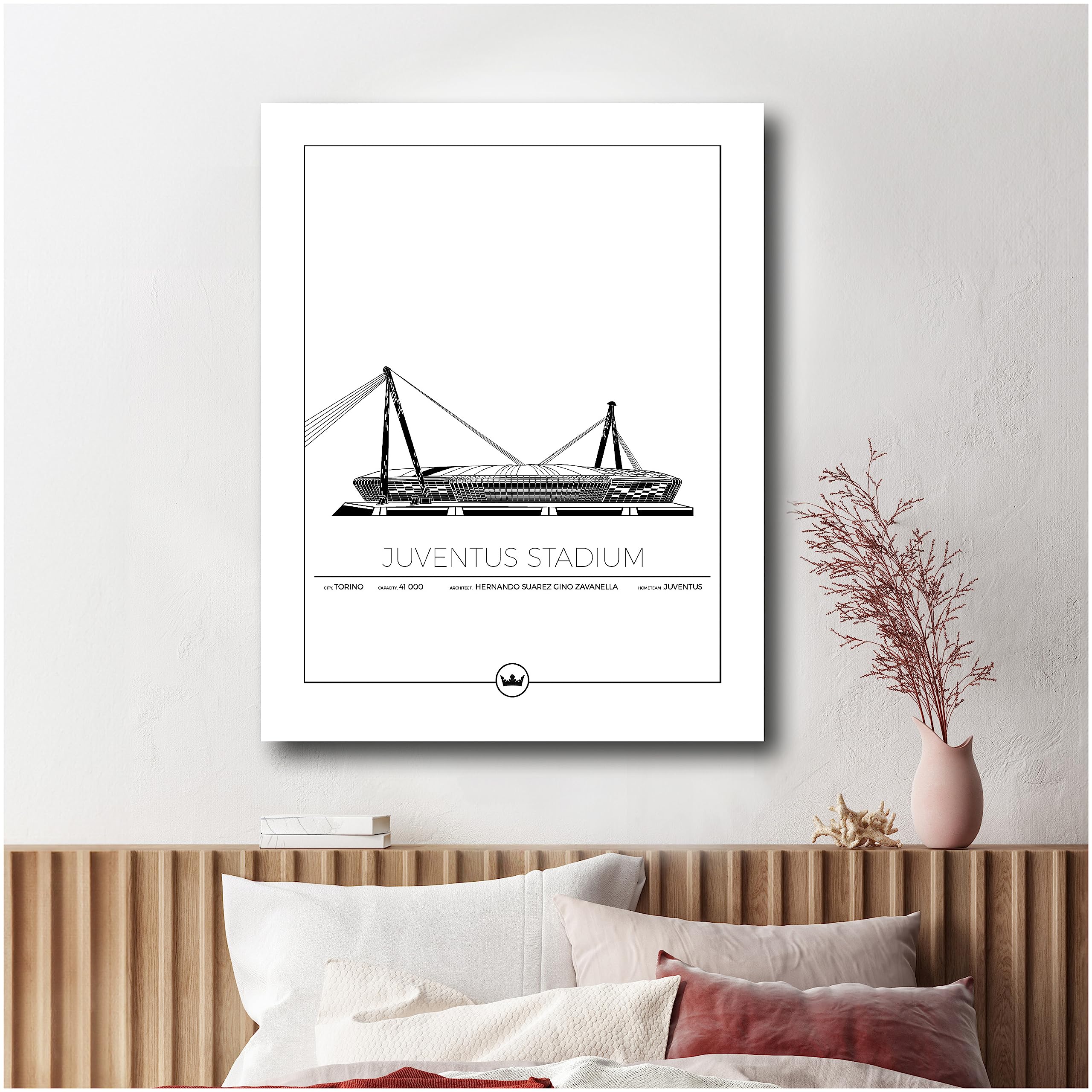 Sverigemotiv Wall Art Print of Juventus Stadium Torino Football Stadium - Artwork Football Gifts for Boys Girls Men Fans — Home of the Juve La Vecchia Signora of Italy — Unframed Poster 50x70 cm