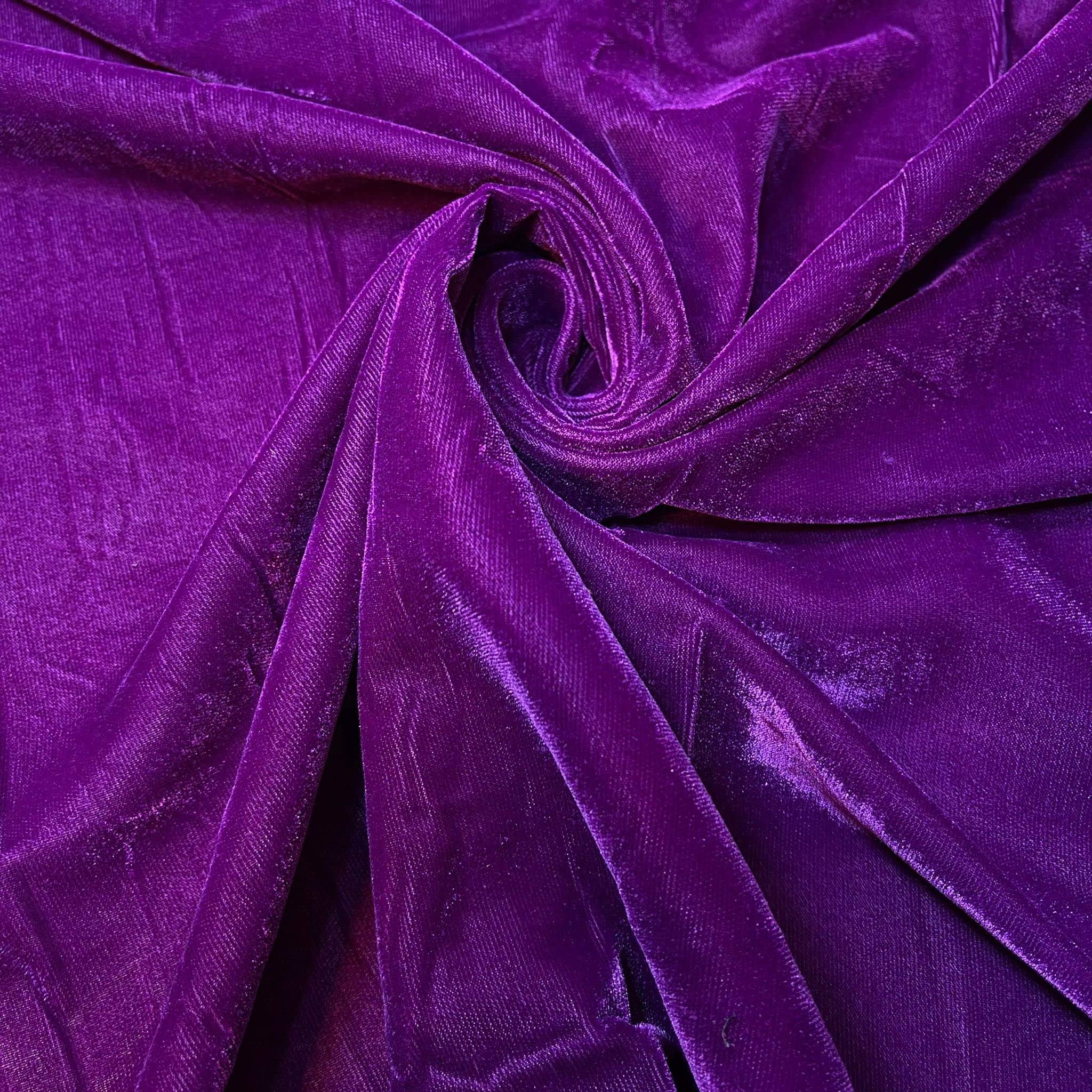 Three Crown Velvet Fabric Soft Strong Material - Home Decor, Curtains, Upholstery, Dress - 112cm Wide (Purple, 1 Meter)
