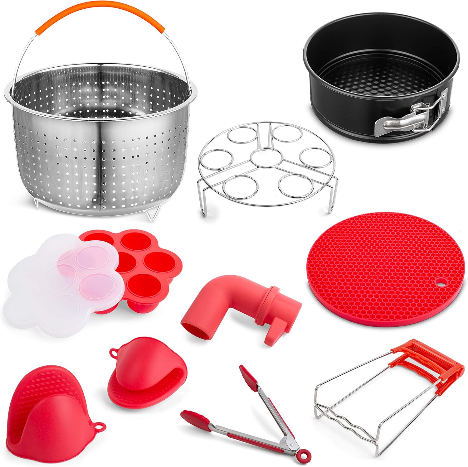 Instant Pot Accessories Set 9 Pcs — Stainless Steel Steamer Basket, Silicone Egg Molds, Egg Rack and More — Compatible With 5, 6, 8 QT Instant Pot