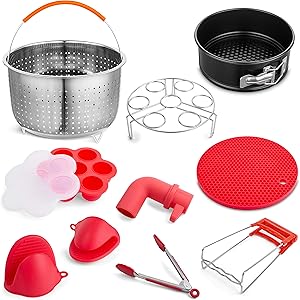 Instant Pot Accessories Set 9 Pcs — Stainless Steel Steamer Basket, Silicone Egg Molds, Egg Rack and More — Compatible With 5, 6, 8 QT Instant Pot