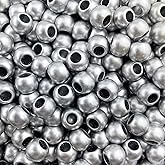 400 Acrylic Large Hole Beads for Crafts 8mm x 10mm Acrylic Barrel Beads with 4.8mm Large Hole, Matte Silver