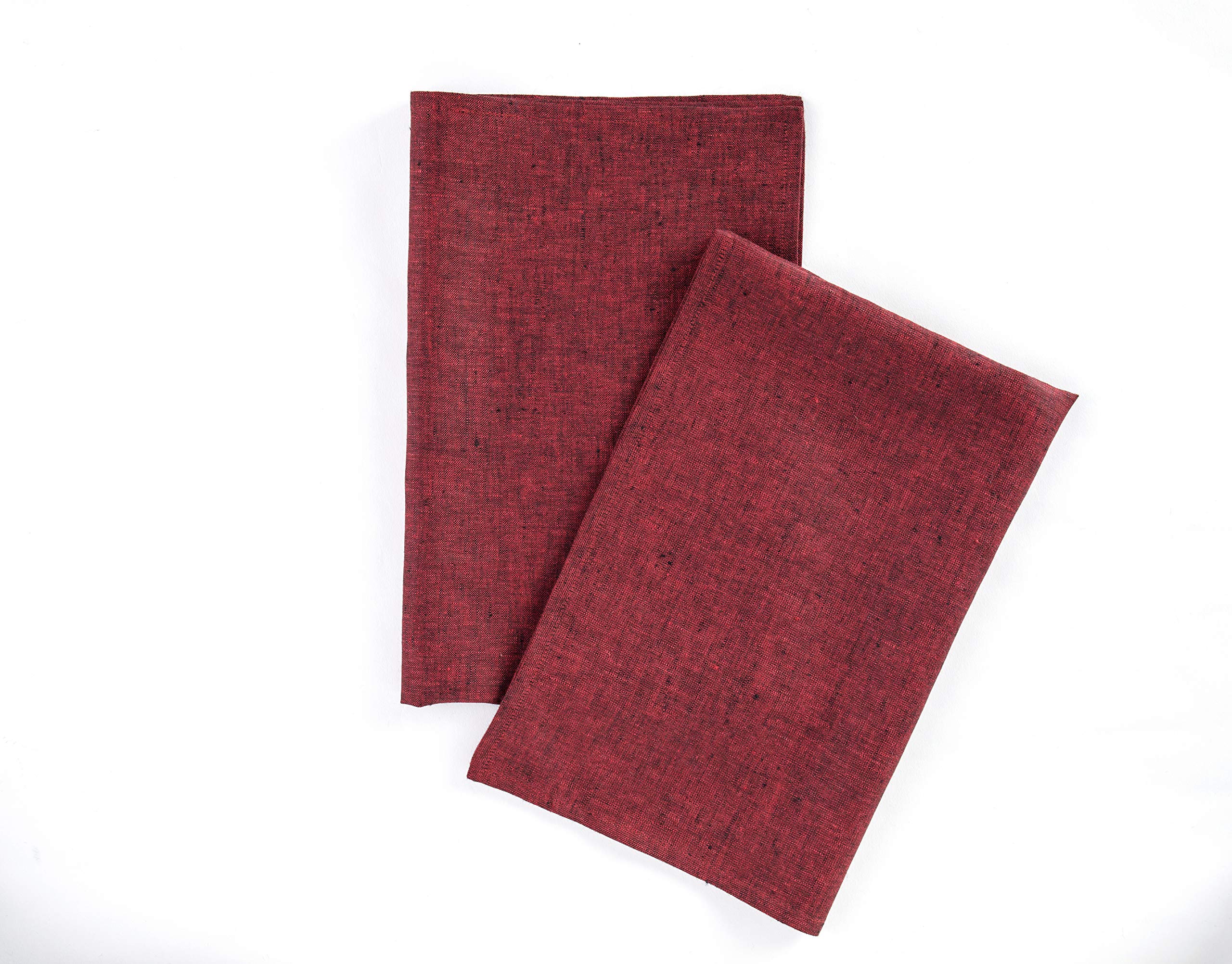 Solino Home Linen Kitchen Towels Set of 2 – Red Garnet 17 x 26 Inch – 100% Pure Linen Kitchen/Tea Towels – Machine Washable and Handcrafted from European Flax
