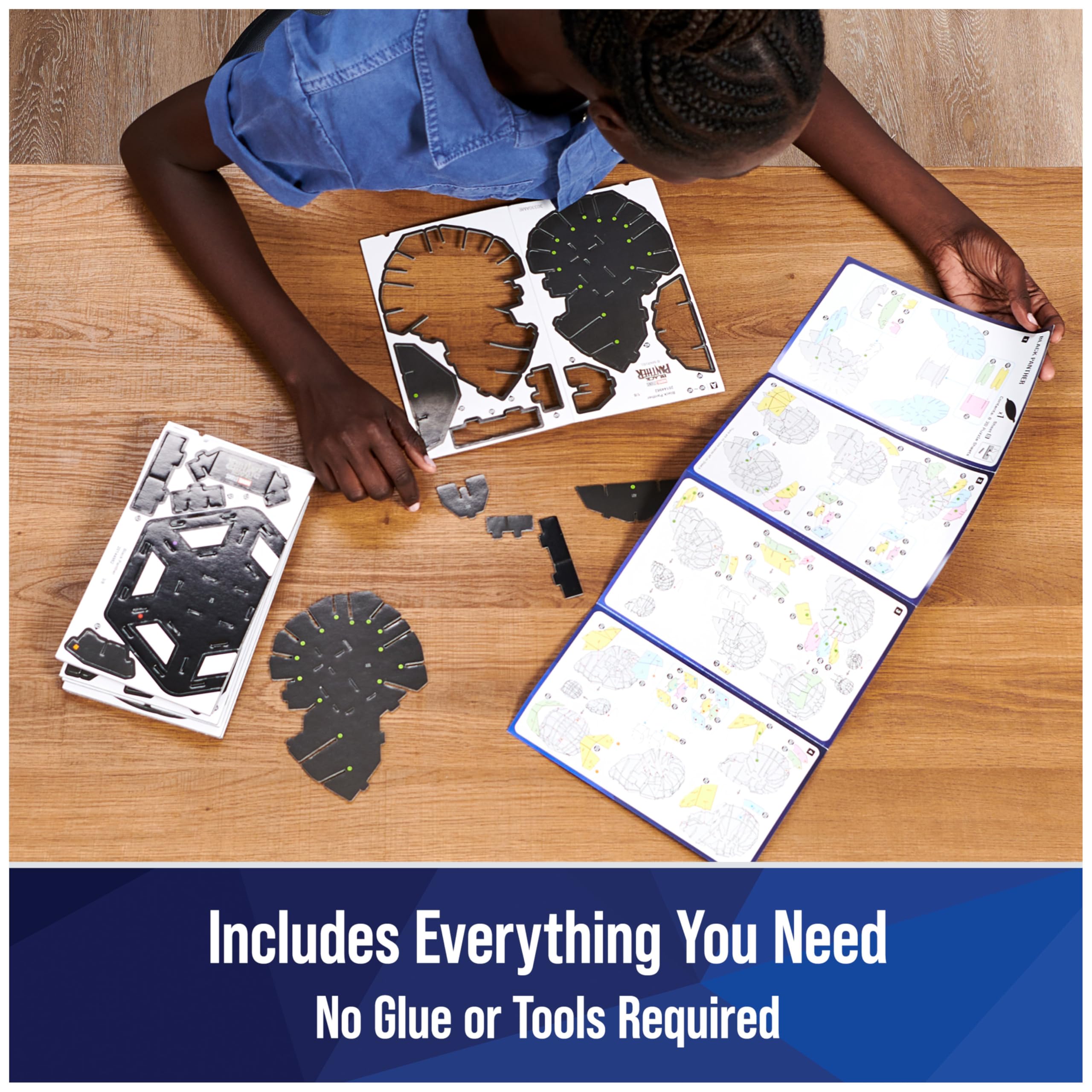 4D Build, Marvel Black Panther 3D Puzzle Model Kit with Stand 82 Pcs | Wakanda Forever Black Panther Desk Decor | 3D Puzzles for Adults & Teens 12+