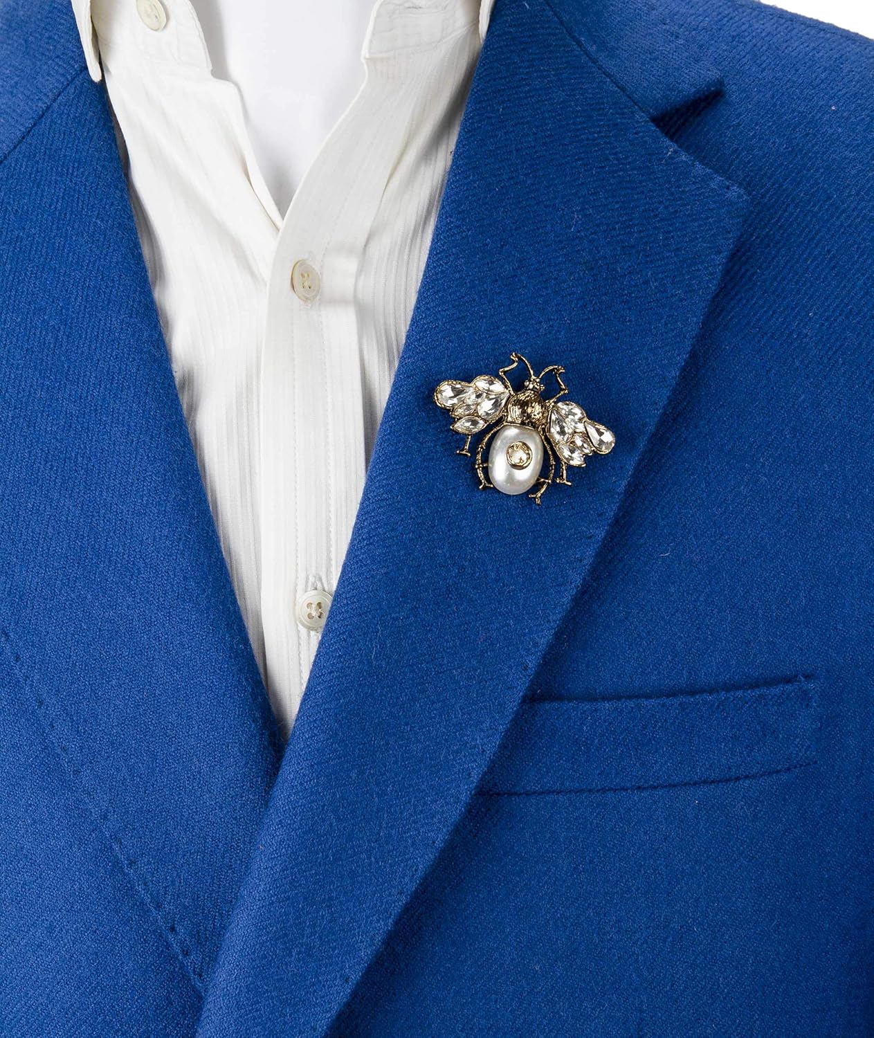 Knighthood White and Frost Gold Power Dressing Bee with Stone Badge Coat Suit Wedding Gift Party Shirt Collar Accessories Brooch for Men - Image 3
