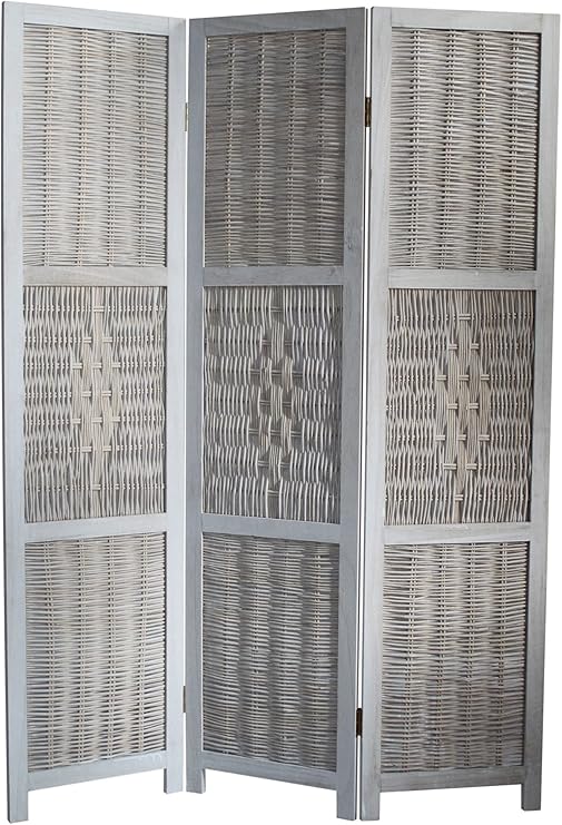 Elbmobel Paravent Aus Rattan In Weiss Braun Antik Blickfang Raumteiler Wohnung Weiss Amazon De Kuche Haushalt