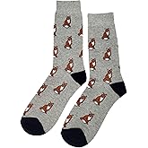SockFly Fox Dress Socks Funny Novelty Crazy Fun Design Men Size 8-12 Cotton Casual Crew Colorful Funky Gift for Men