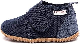 GIESSWEIN Kinder-Hausschuhe Strass Slim-Fit - Lauflernschuhe für Jungen & Mädchen, rutschfeste Krabbel-Schuhe mit Klettverschluss, Gummi-Sohle