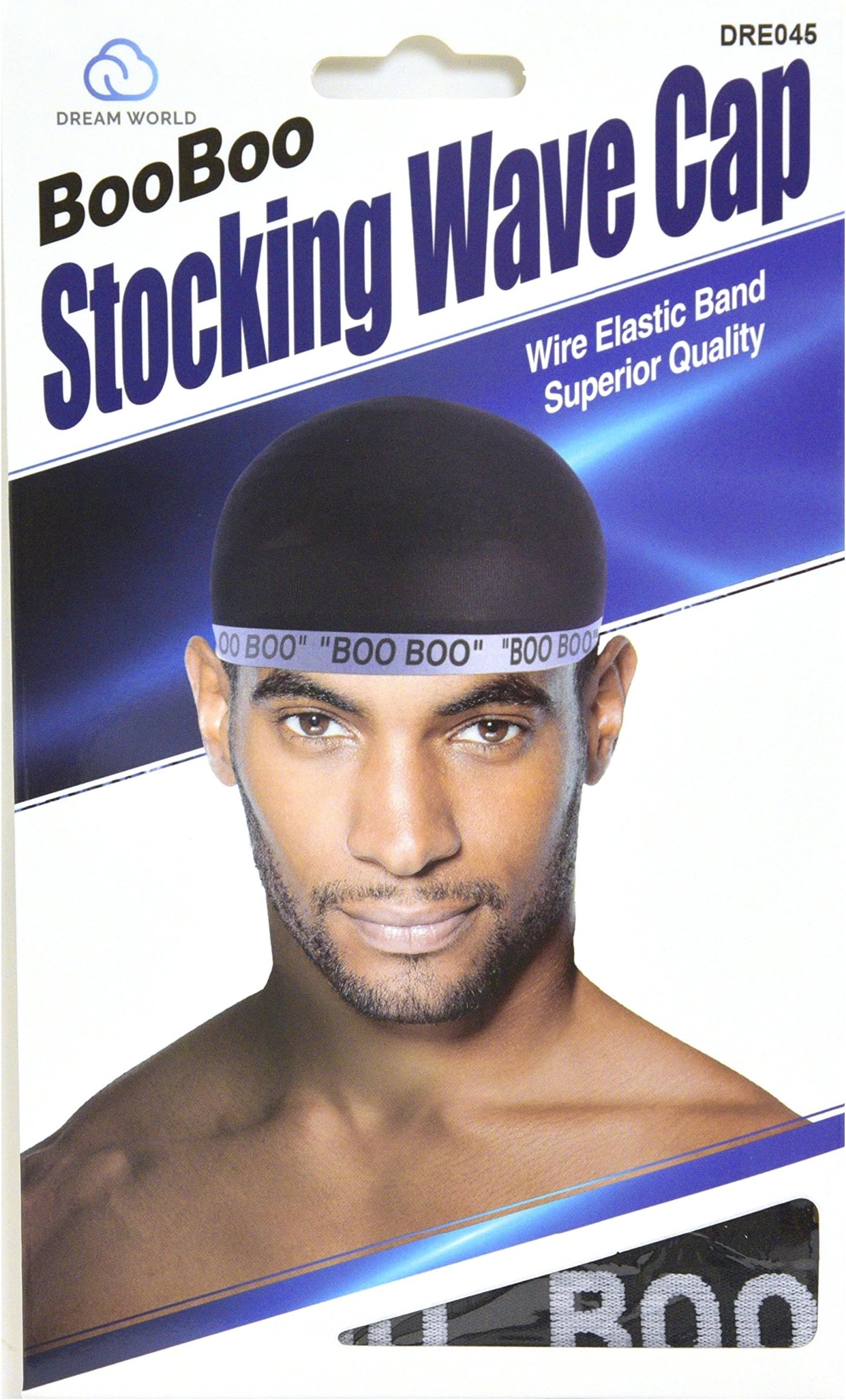 Dream, Boo Boo STOCKING WAVE CAP, Wire Eastic Band (Item #045 Black)