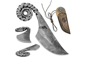 Toferner Celtic Pocket Knife Ram, Hand Forged Knife with Leather Neck Case, Hardened Blade, Vintage, Antique Art Collecting, Original Gift Idea for Men