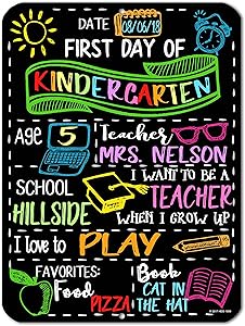 Chalkboard Style First Day of School Photo Prop Tin 9 inch by 12 inch Sign - Reusable Easy Clean Back to School - Customizable with LIQUID CHALK MARKERS (Not Included)