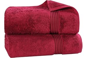 Superior Egyptian Cotton 2-Piece Bath Sheet Towel Set, Oversized Body Towels For Adults And Kids, Large Towel For Bath, Shower, Guest Bathroom, Spa, Gym, Resort, Essentials, Airbnb, Burgundy