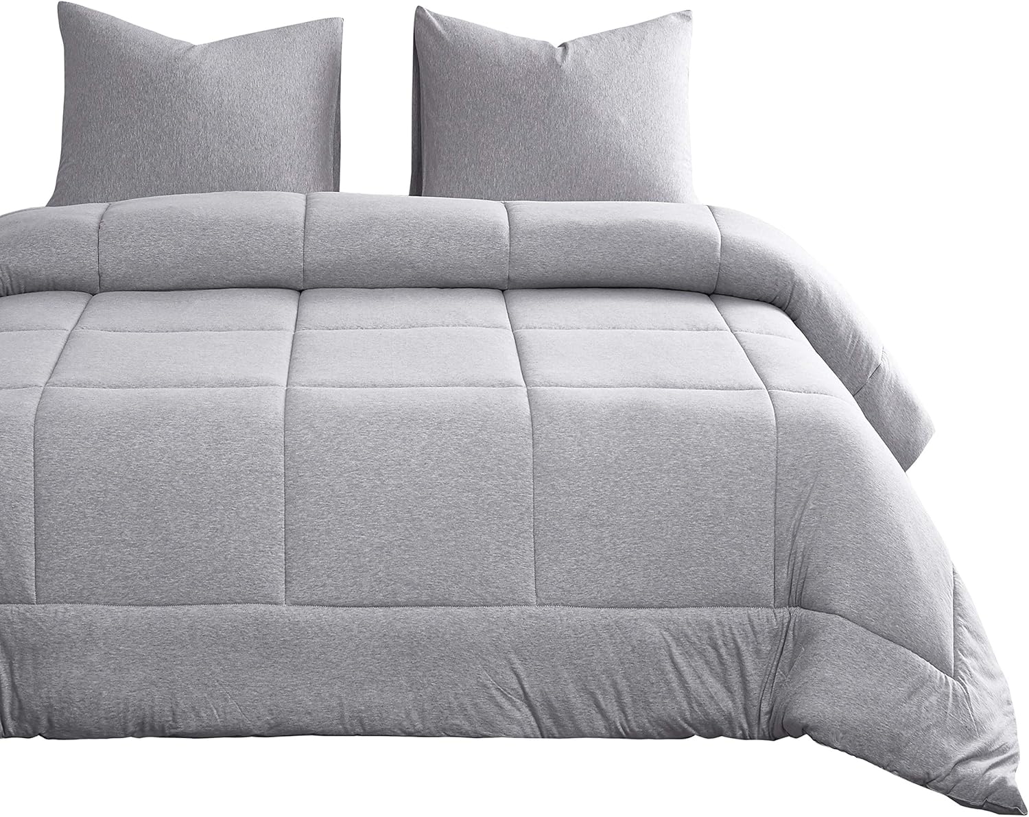 Wake In Cloud Jersey Cotton Comforter Set, Light Gray