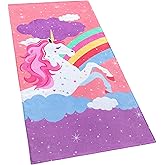 Softerry Rainbow Unicorn Velour Beach Towel for Kids 28in x 55in 100% Cotton (1 Towel 28" x 55", Pink)