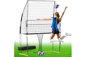TUBAGOU (8 X 11 FT) Volleyball Training Equipment Net for Indoor and Outdoor Volleyball Practice Net Station, Volleyball Spike Trainer Perfect for Team or Solo Training, Home Volleyball Net