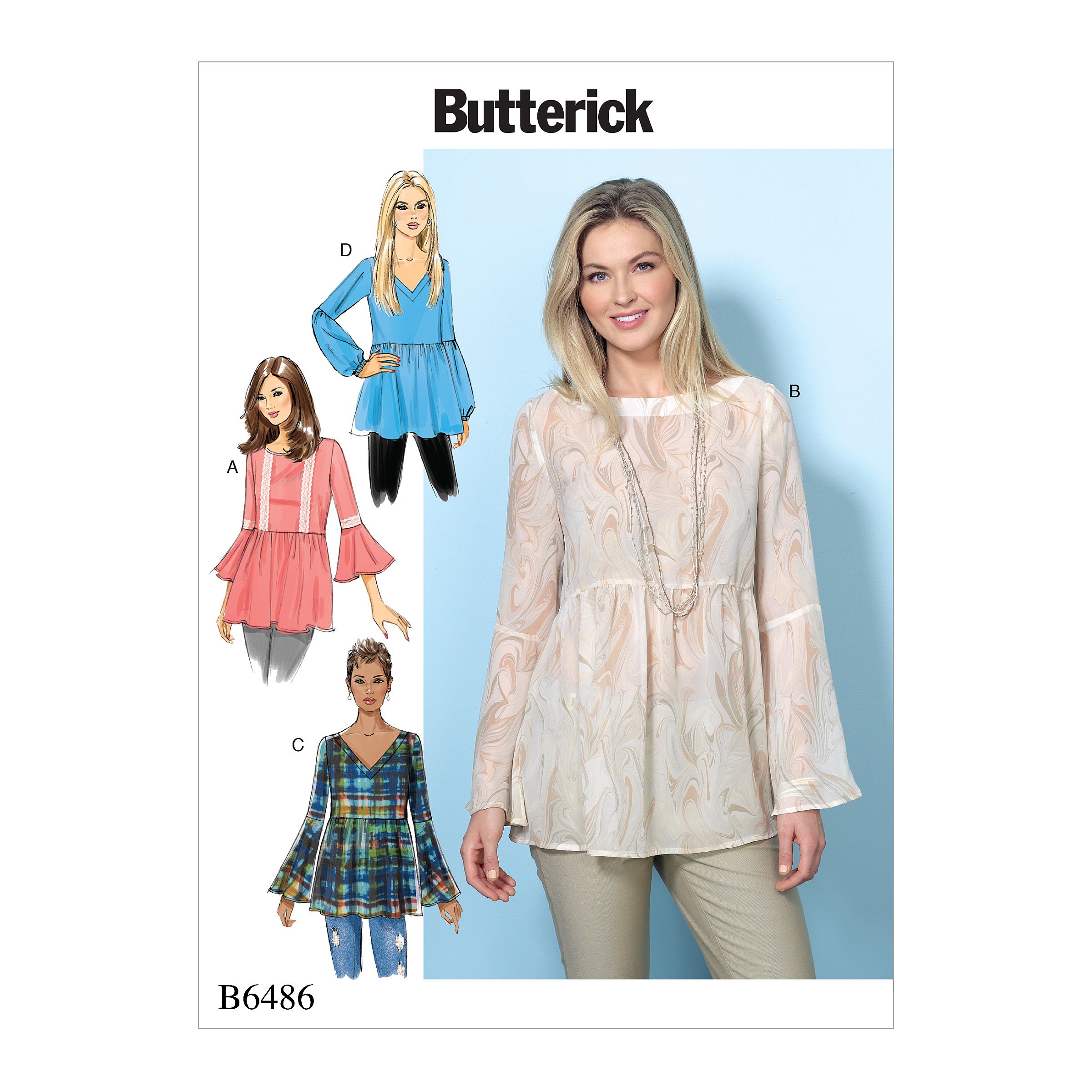 Butterick Patterns 6486 Y,Misses Top,Sizes, Paper, Multicoloured, Y (XSM-SML-MED)
