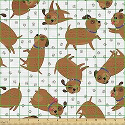 Ambesonne Paw Print Fabric by The Yard, Repetitive