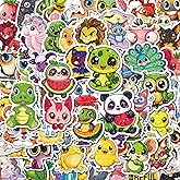 100 PCS Cute Stickers, Holographic Laminated Thickened Vinyl Big-Eye Animal Water Bottle Sticker Classroom| Easier to Peel Off| Scratch & Fade Resistant| No Curling| Reusable