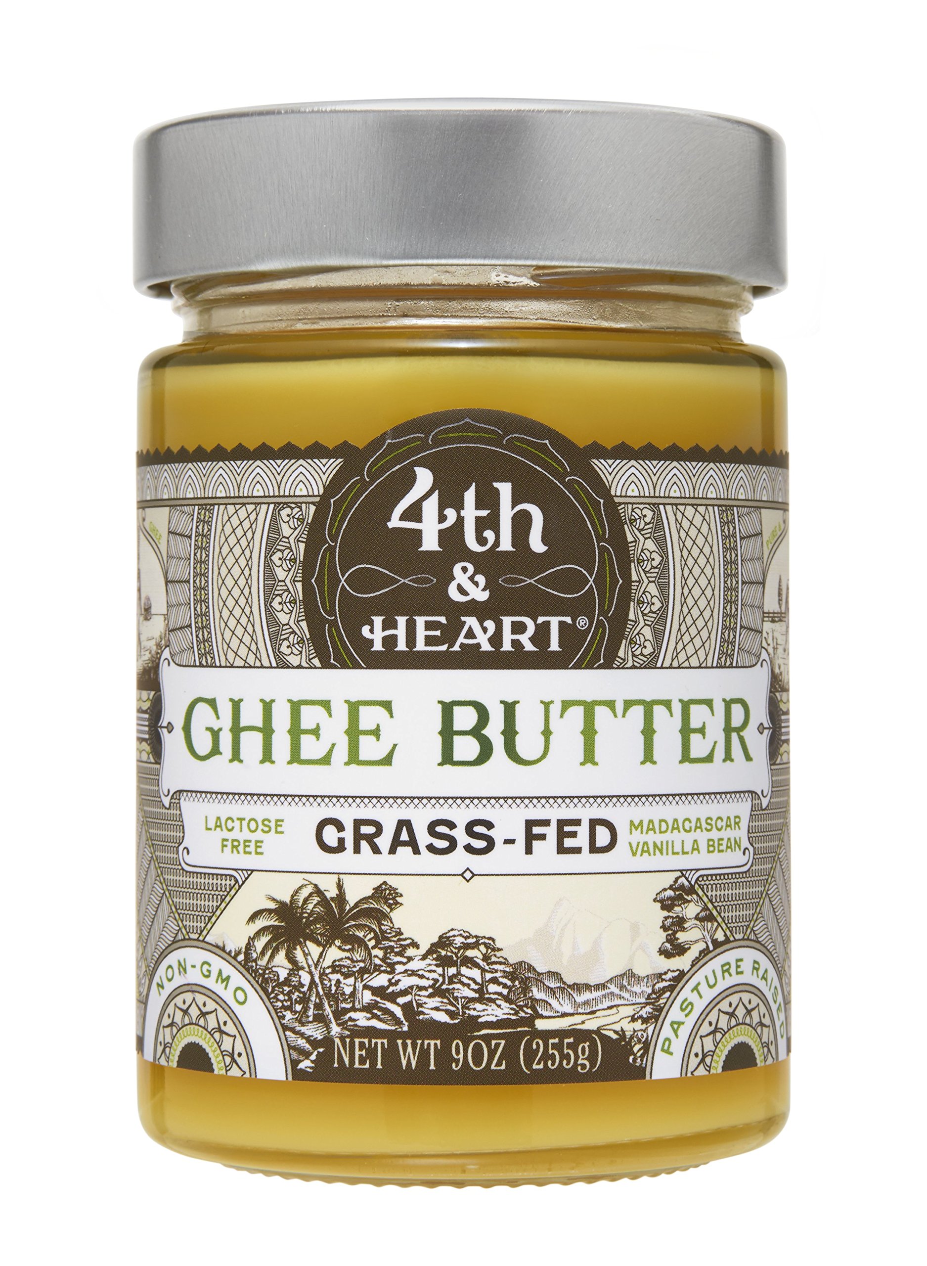 Vanilla Bean Grass-Fed Ghee Butter by 4th & Heart, 9 Ounce, Pasture Raised, Non-GMO, Lactose Free, Certified Paleo