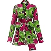 SHENBOLEN Women African Traditional Batik Print Long Sleeve Shirt Dashiki Casual Cotton Shirt