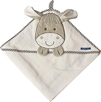 Morgenstern Kapuzenhandtuch Baby 100x100 cm mit Esel für Kinder in Beige