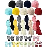 JaGely Kids Hat Gloves Scarf Winter Set, Warm Knitted Beanie Caps Scarves Gloves Bulk for Boys Girls Donation Cold Weather