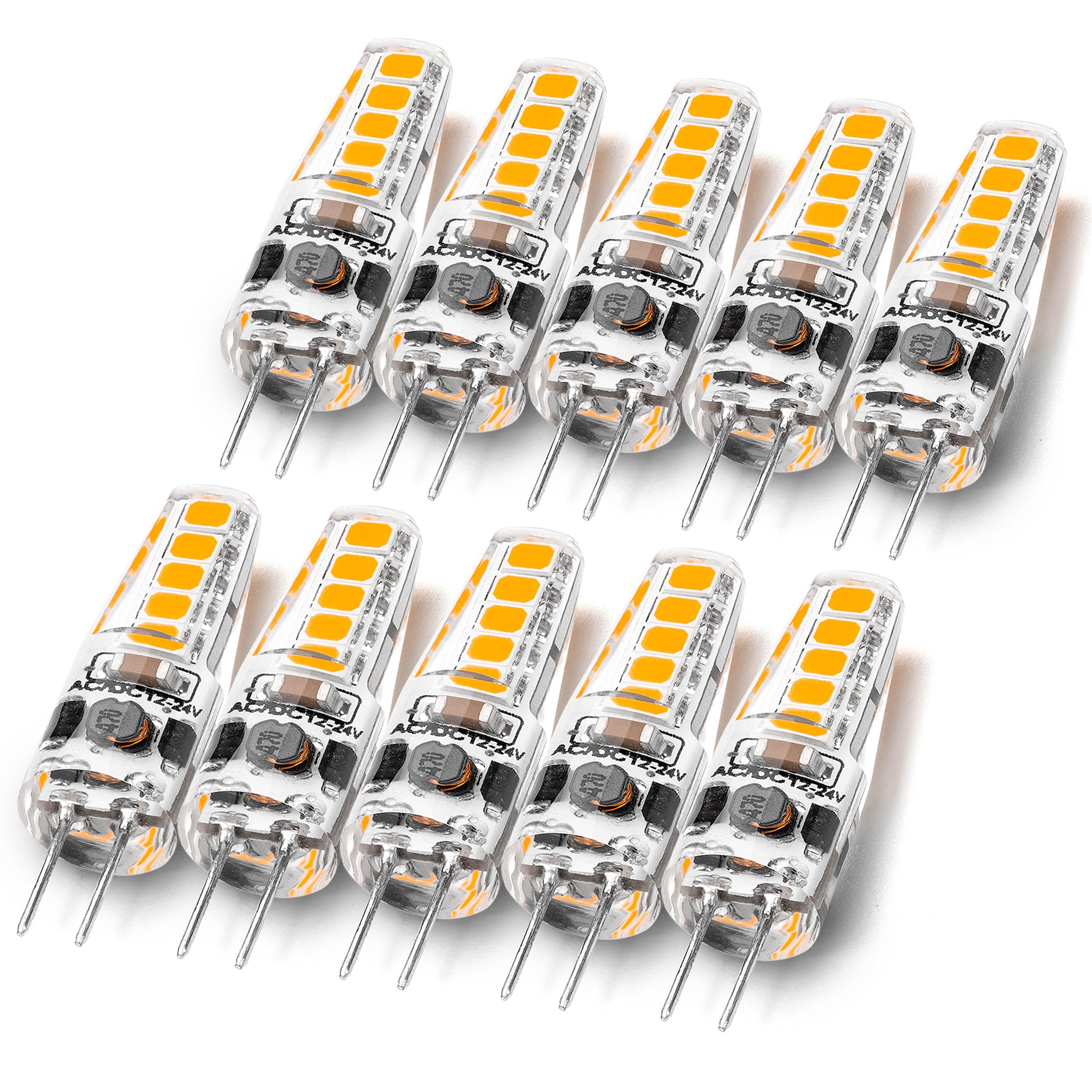 Photo 1 of G4 Led Light Bulbs 12V 24V 10W 20W T3 Halogen Bulb Replacement 107d,JC Bi-Pin G4 2W 220lm for Under Cabinet Puck Light Chandeliers Accent Track Ceiling Landscape Lighting,Warm White 2700K, 10 Pack