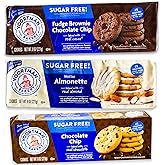 Voortman Sugar Free Cookies - Variety Pack - Chocolate Chip - Fudge Brownie Chocolate Chip - Iced Almonette - 3 Packs Total